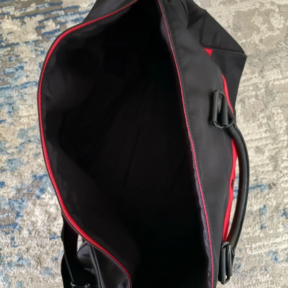 Polo by Ralph Lauren Black Duffel Bag with Red Stripe Gym Travel Weekender